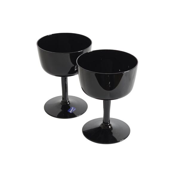 Swedish Black Crystal Champagne Coupe Glass Bjorkshult Scan Hans Christia Wagner - Picture 3 of 12